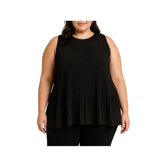 Time And Tru XL (16-18) Top Womens Sleeveless Flowy Pleated Blouse Back Tie Neck - Picture 1 of 8